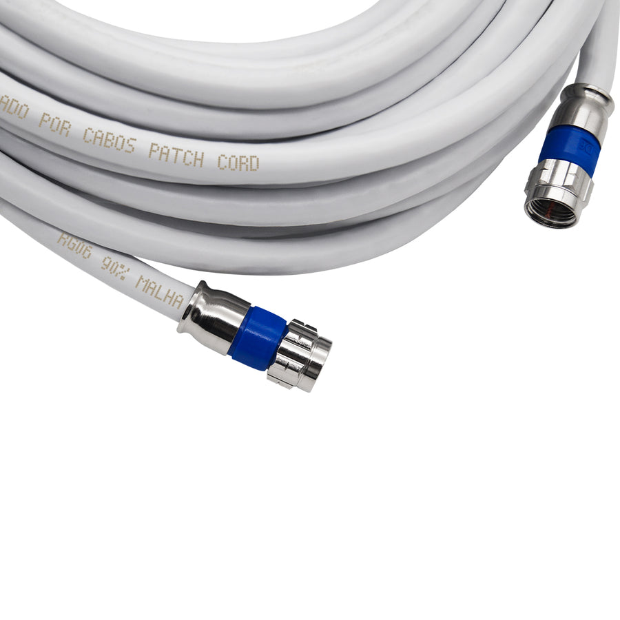 Cabo De Antena 20 Metros Coaxial Rg6 90% De Malha Tv Sky Claro Digital