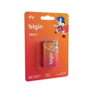 Bateria Elgin 9v Zinco-Carvão