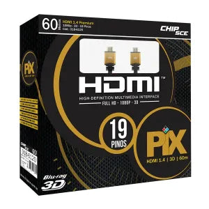 Cabo Hdmi Full Hd 1.4 3d 19 Pinos Com Filtro 60 Metros