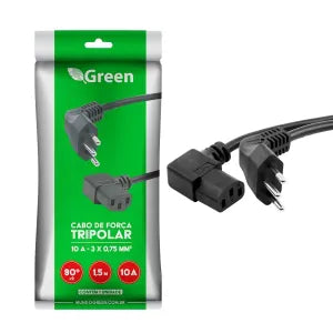 Cabo Tripolar Com Plug Macho / Fêmea 90 Graus 210