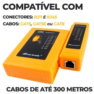 Testador Cabos Lan Rj45 Rj11 Fortrek Tcf101