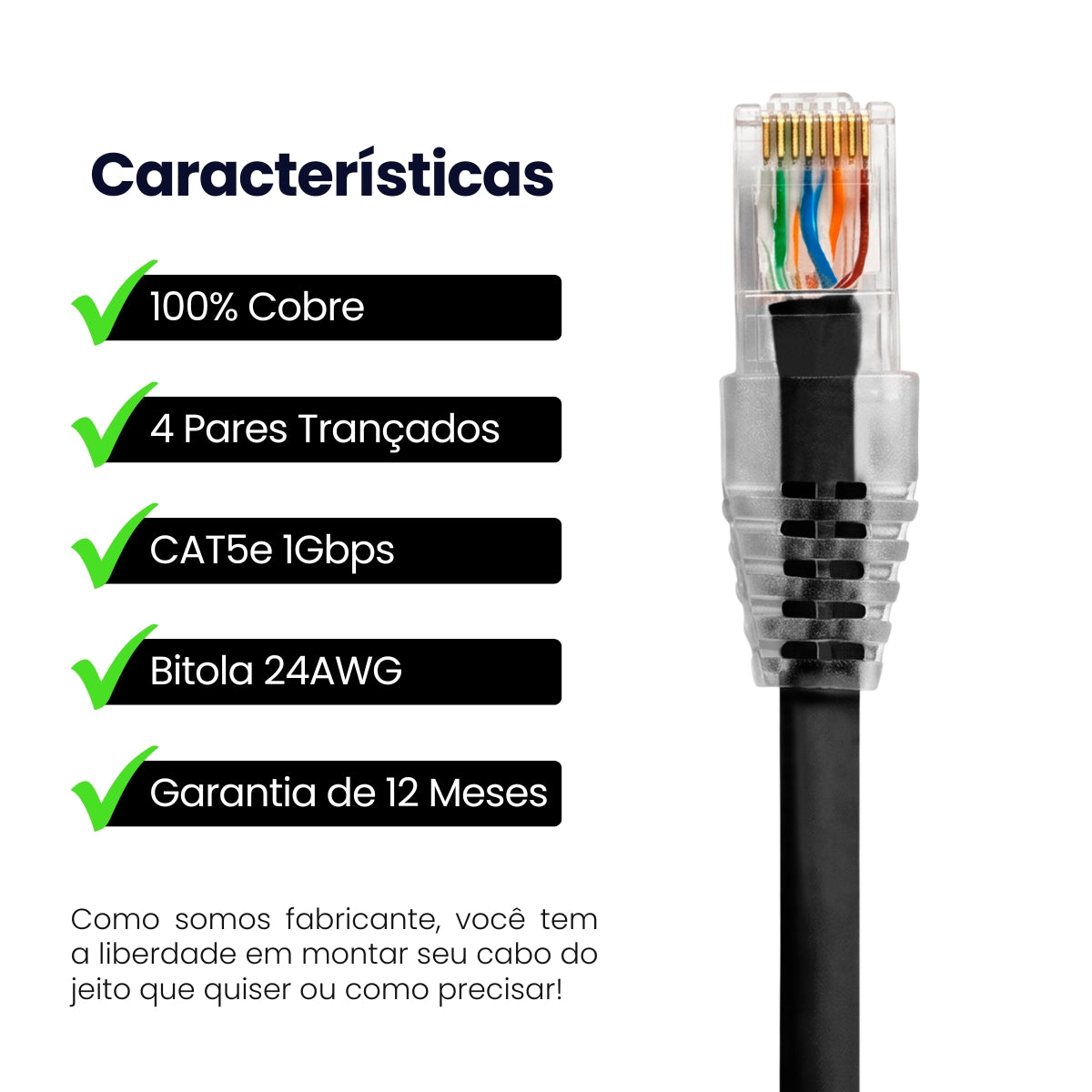 Cabo De Rede 7 Metros Patch Cord Cat5e Utp 100% Cobre