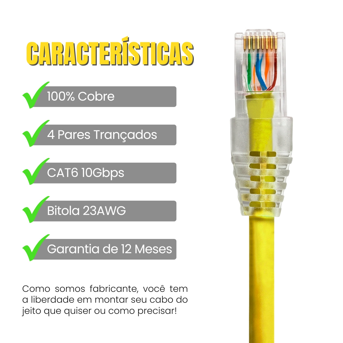 Cabo De Rede 4 Metros Patch Cord Cat6 Utp 100% Cobre - CPC Flex