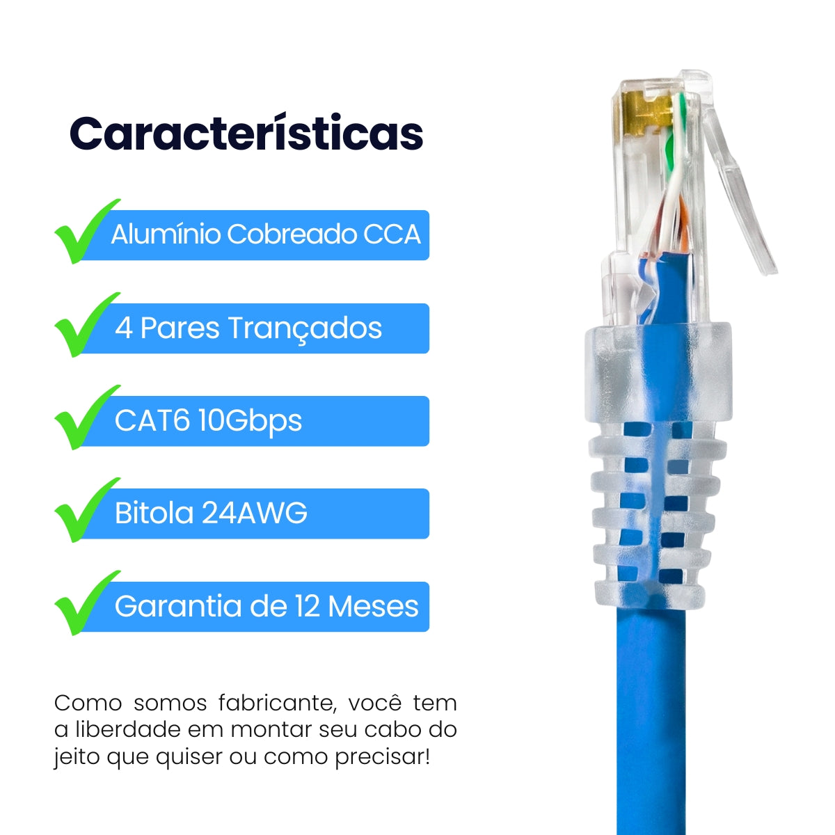 Cabo De Rede 2 Metros Patch Cord Cat6 Utp Cca