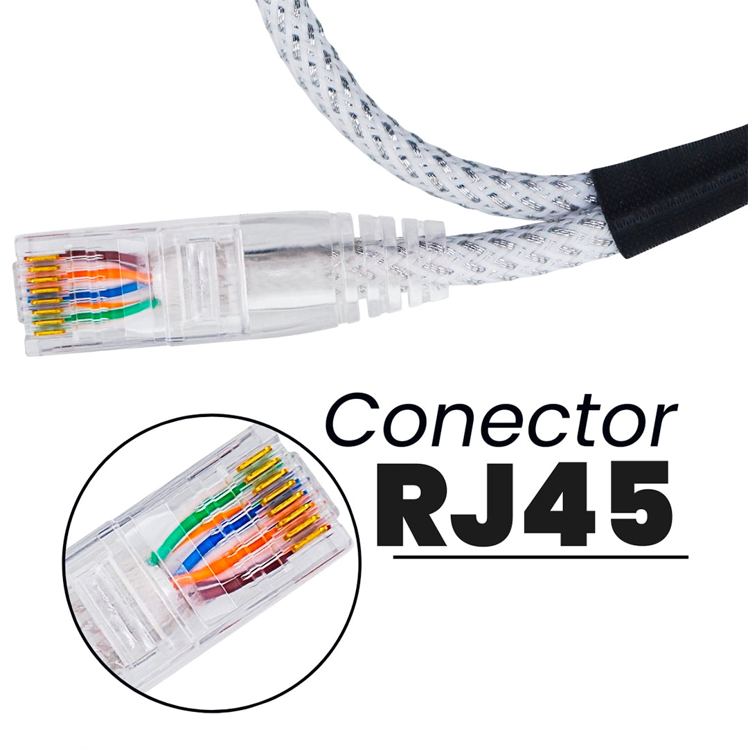 CABO DE REDE GAMER CAT5E 100% COBRE BRANCO/PRATA
