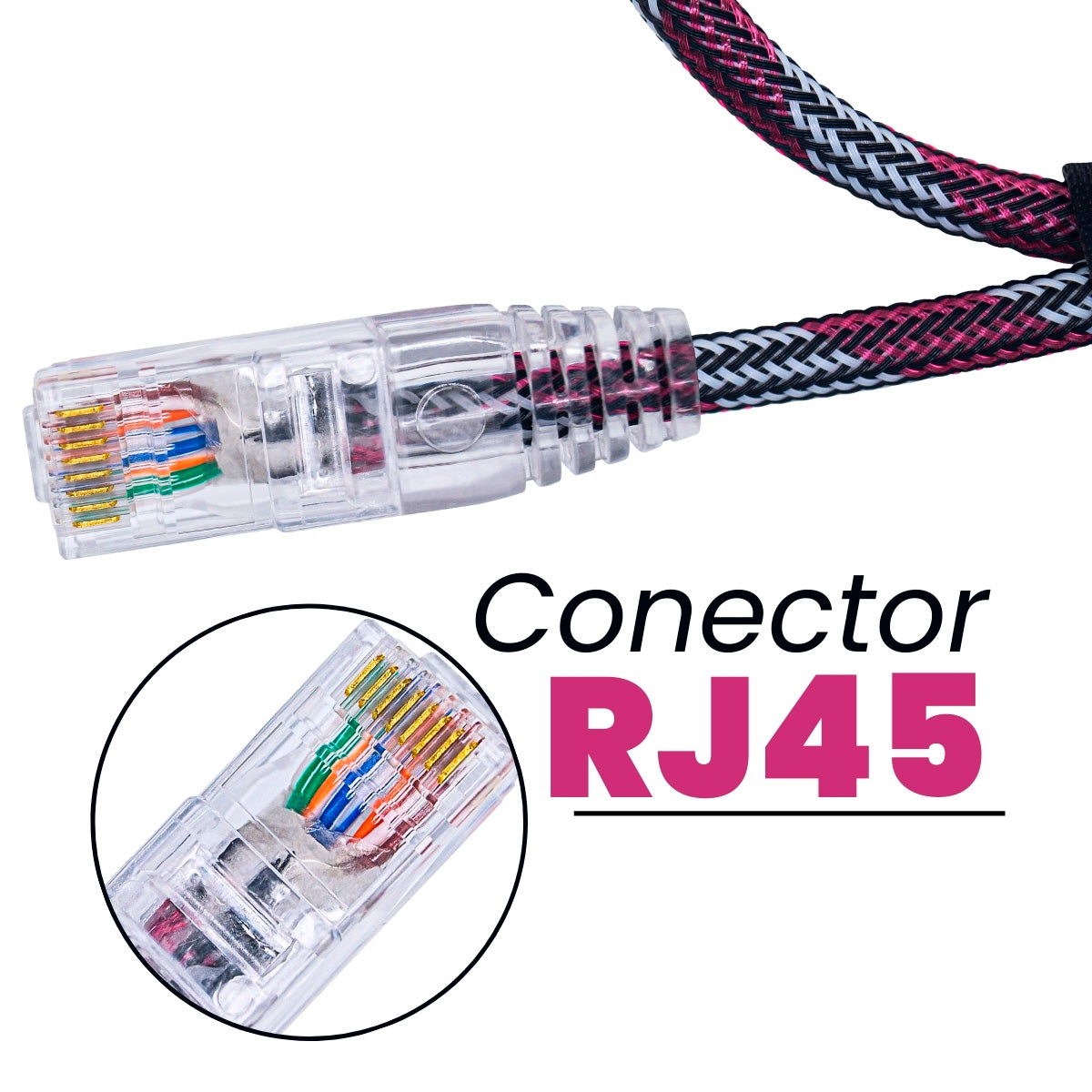 CABO DE REDE GAMER CAT5E 100% COBRE BRANCO/VINHO