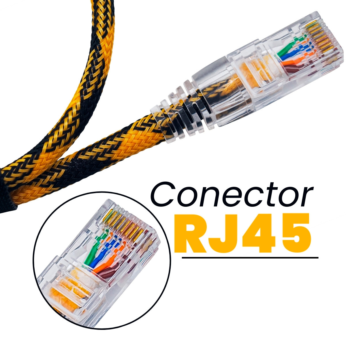 CABO DE REDE GAMER CAT5E 100% COBRE PRETO/AMARELO