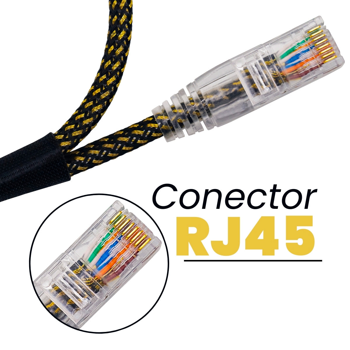 CABO DE REDE GAMER CAT5E 100% COBRE PRETO/DOURADO