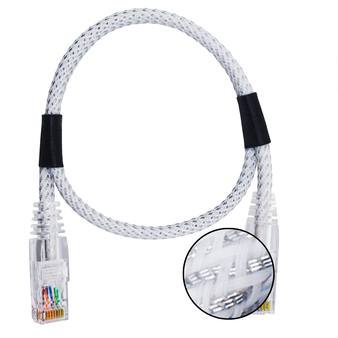 CABO DE REDE GAMER CAT5E 100% COBRE BRANCO/PRATA