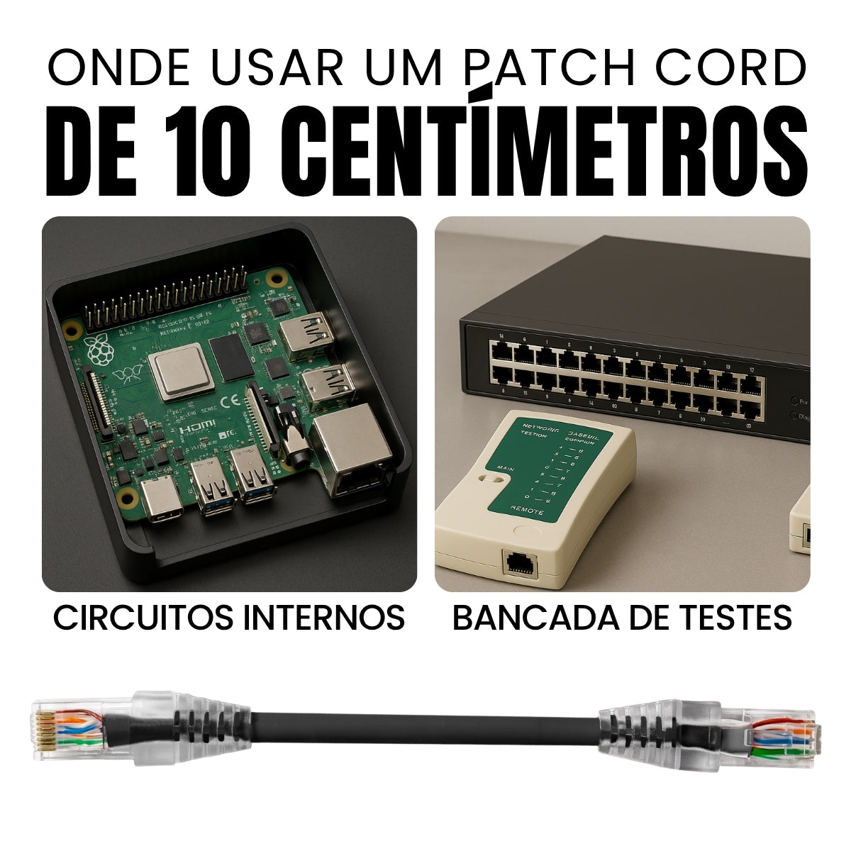 Cabo De Rede 10 Centímetros Patch Cord Cat6 Utp Cca
