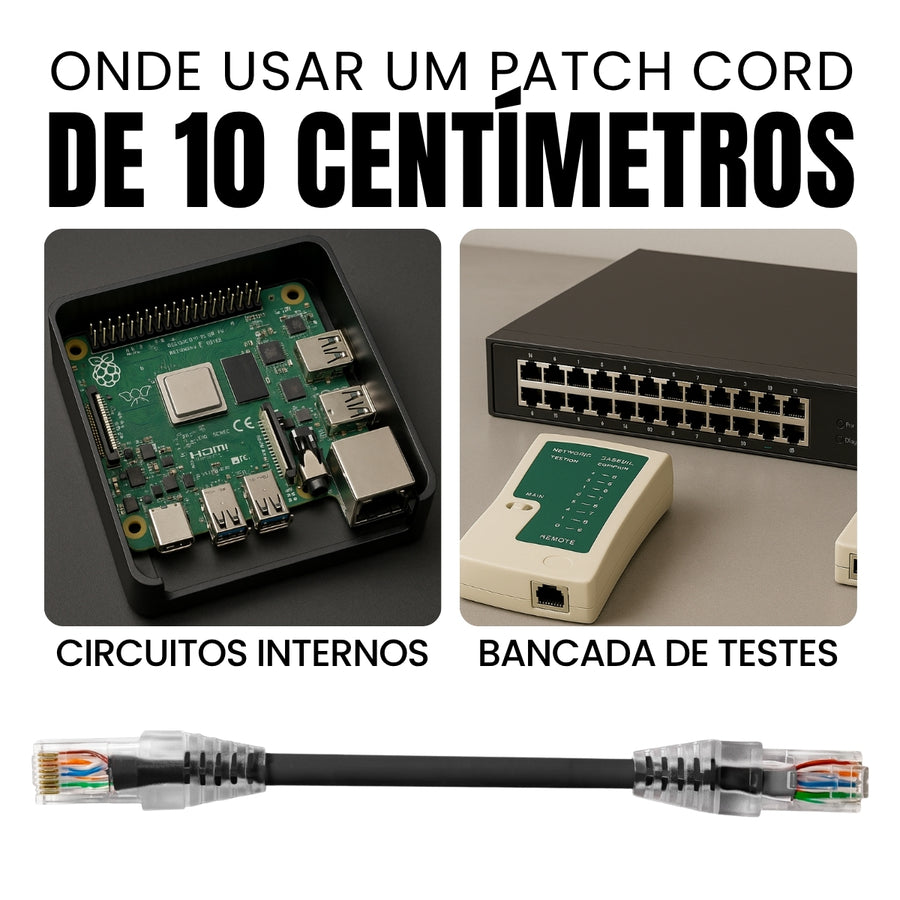 Cabo De Rede 10 Centímetros Patch Cord Cat6 Utp Cca