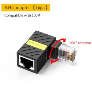 Adaptador RJ45 CAT5e 90º com rotação 360º