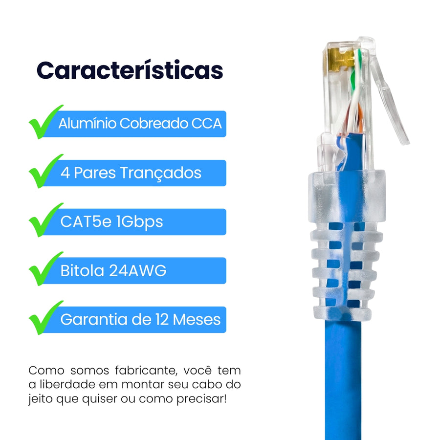 Cabo De Rede 5 Metros Patch Cord Cat5e Utp Cca