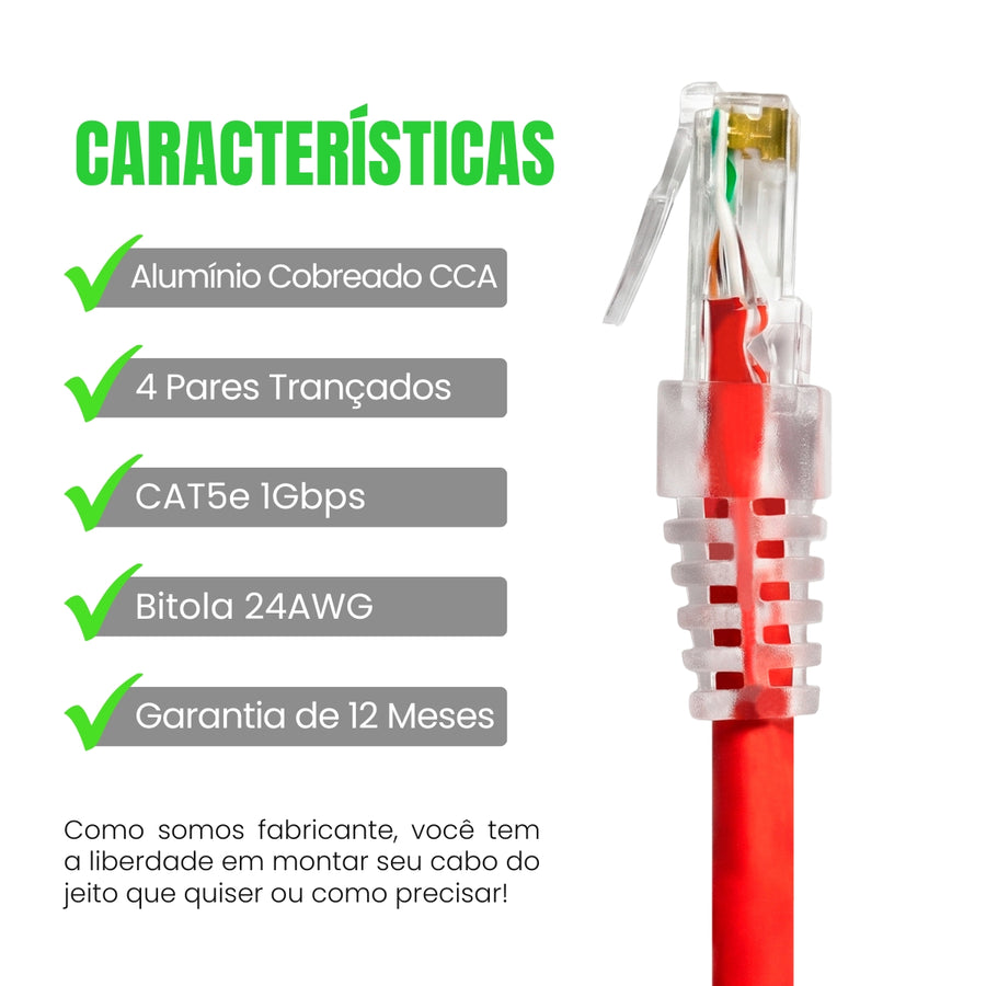 Cabo De Rede 1 Metro Patch Cord Cat5e Utp Cca