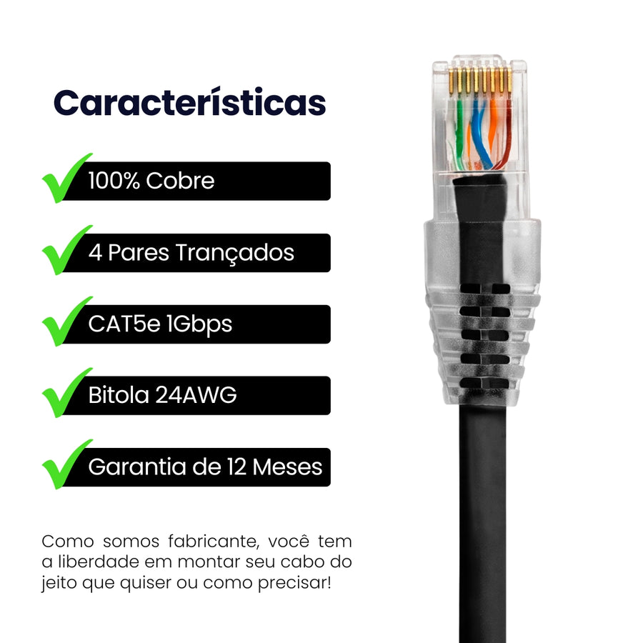 Cabo De Rede 7 Metros Patch Cord Cat5e Utp 100% Cobre