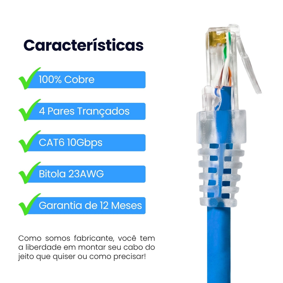 Cabo De Rede 30 Cm Patch Cord Cat6 Utp 100% Cobre - CPC Flex