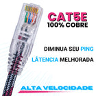 CABO DE REDE GAMER CAT5E 100% COBRE BRANCO/VINHO