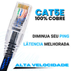 CABO DE REDE GAMER CAT5E 100% COBRE PRETO/AZUL