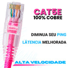 CABO DE REDE GAMER CAT5E 100% COBRE ROSA PINK