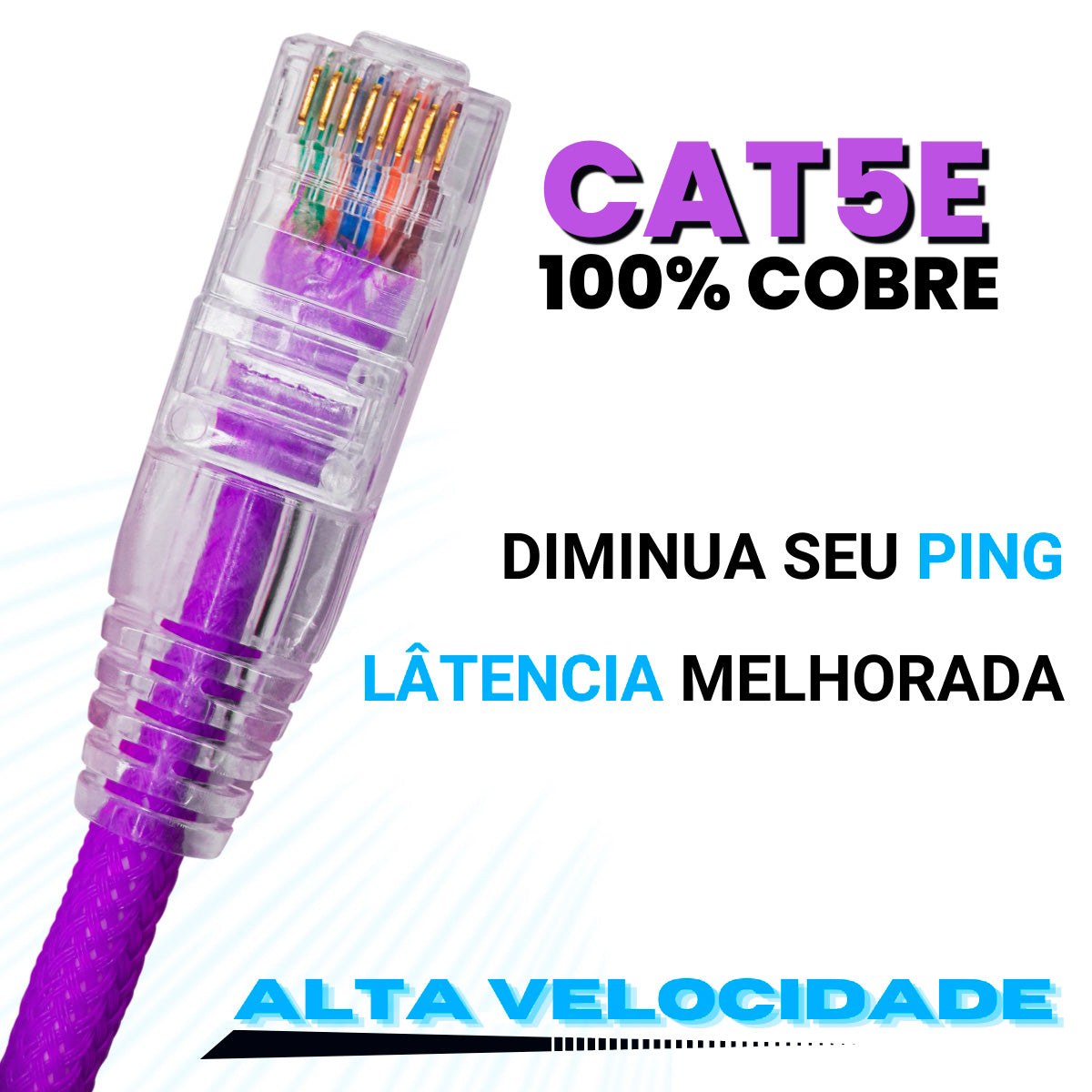 CABO DE REDE GAMER CAT5E 100% COBRE ROXO