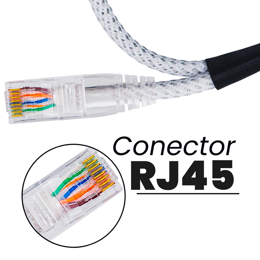 CABO DE REDE GAMER CAT5E 100% COBRE BRANCO/PRATA