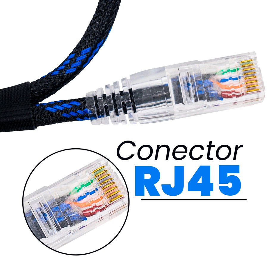 CABO DE REDE GAMER CAT5E 100% COBRE PRETO/AZUL