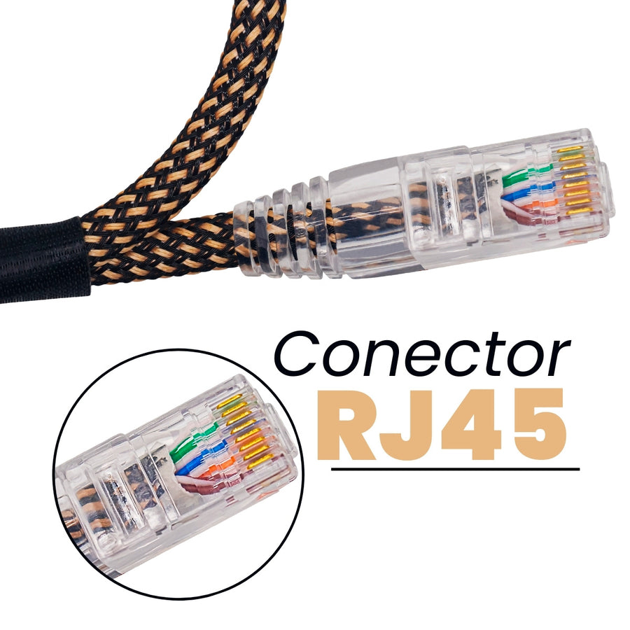CABO DE REDE GAMER CAT5E 100% COBRE PRETO/BRONZE