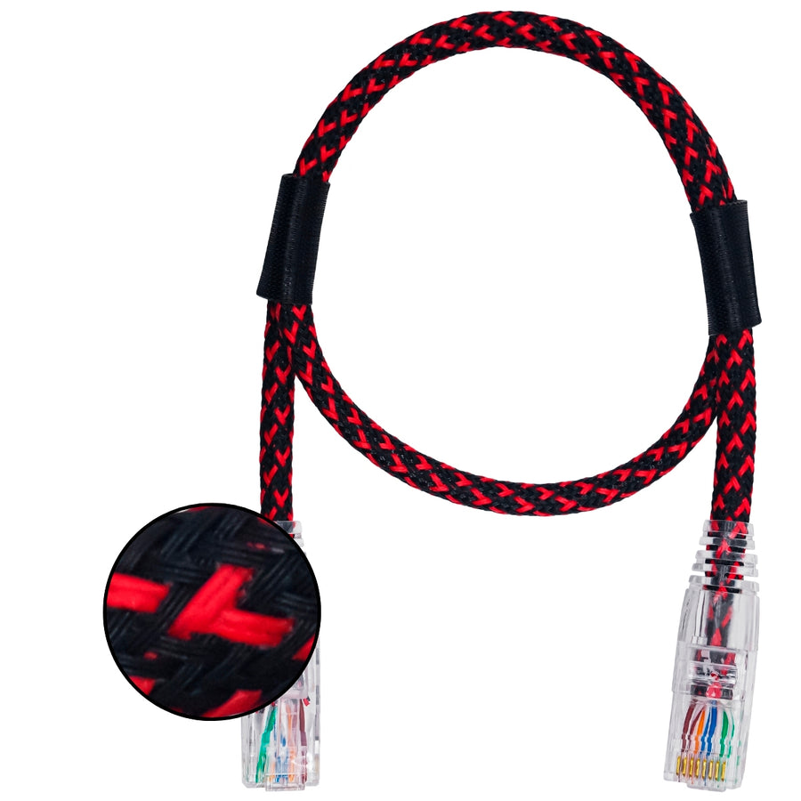 CABO DE REDE GAMER CAT5E 100% COBRE PRETO/VERMELHO