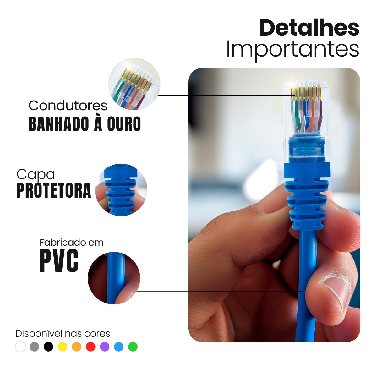 Cabo De Rede 70 Cm Patch Cord Cat6 Utp 100% Cobre - CPC Flex