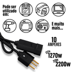 Extensão Elétrica 2 Metros 2 M 10a Cabo Pp 2 X 1,00 Mm  Profissional